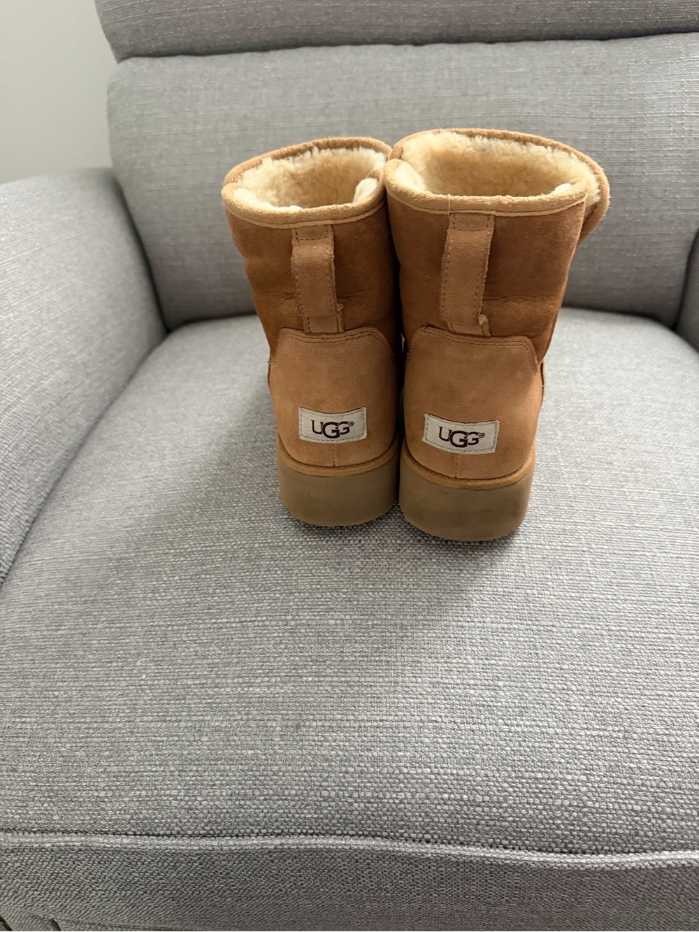 UGG Women's Tan Suede Ankle Boot with Pull Tab - Picture 4 of 9